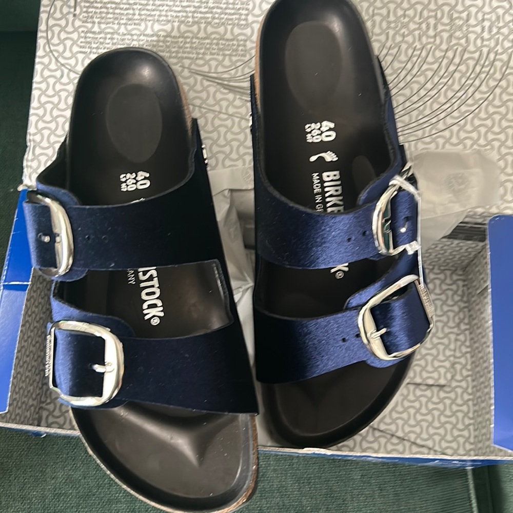 NWT Birkenstock large buckle midnight velvet